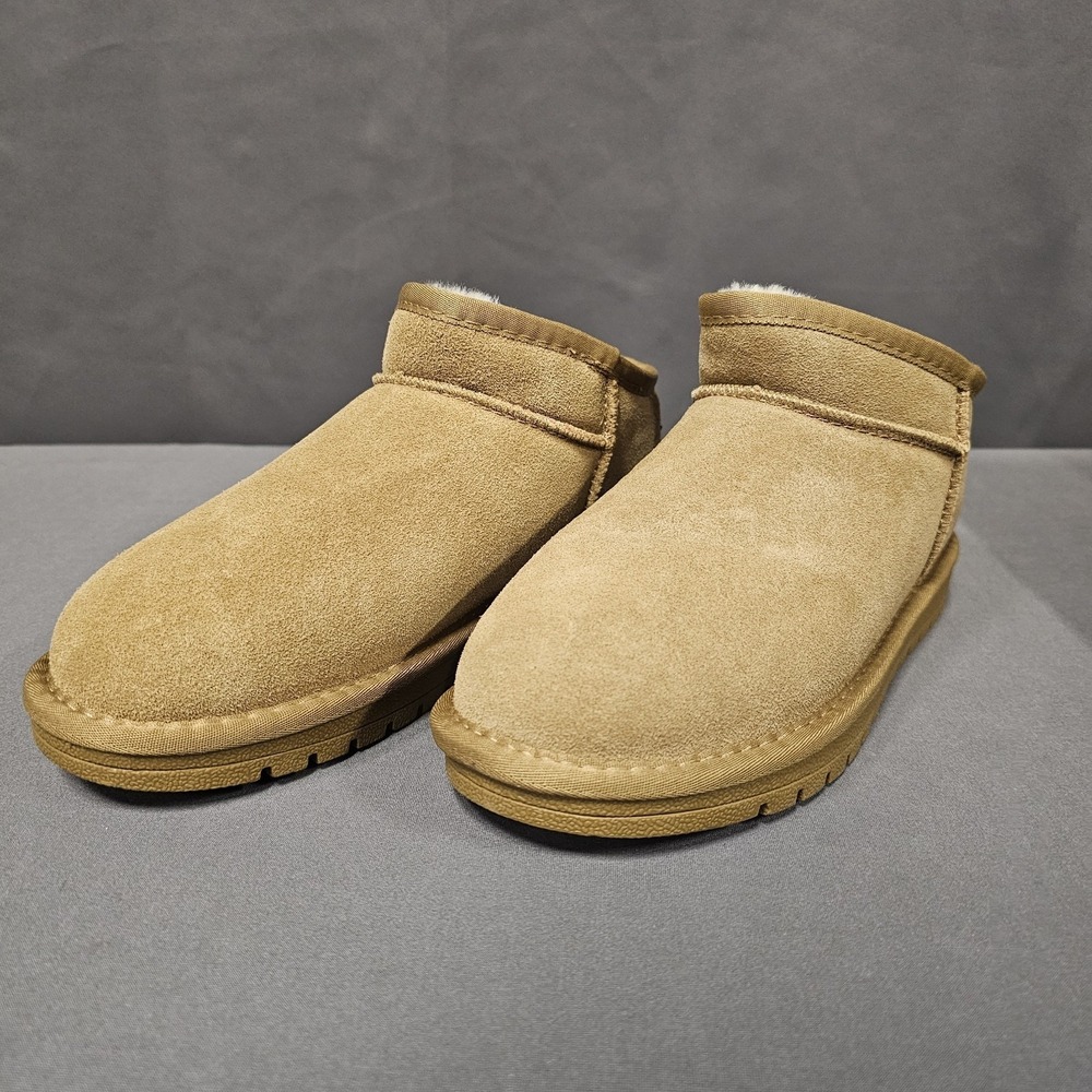 Womens Shorty Boots Comfortable Suede Slip-On Booties Cushioned Chestnut 6.5 - 7